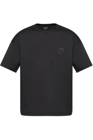 Giorgio Armani Top, Herre, Sort, M, Bomuld, T-shirt med logo