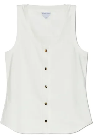 Bottega Veneta Top, Dame, Hvid, S, Bomuld, Top med lukning