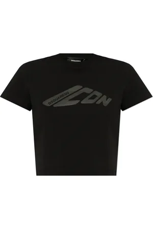 Dsquared2 Top, Dame, Sort, M, Bomuld, T-shirt med trykt logo