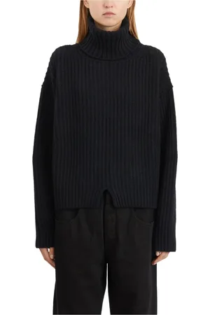 ISABEL BENENATO Strik, Dame, Sort, M, Uld, Kashmir og uld turtleneck sweater