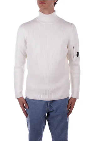 C.P. Company Strik, Herre, Hvid, L, Bomuld, Højhalset Logo Sweater