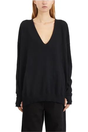 ISABEL BENENATO Strik, Dame, Sort, S, Kashmir V-hals sweater