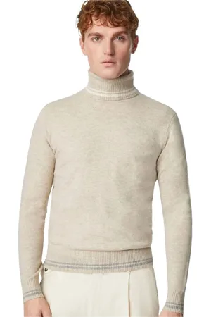 Lubiam Strik, Herre, , 3XL, Uld, Uld Cashmere Sweater med Grå og Hvide Detaljer