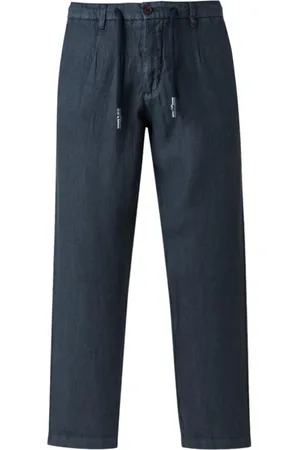 MCS Bukser, Herre, Blå, 2XL, Linned, Navy Linnede Afslappede Bukser