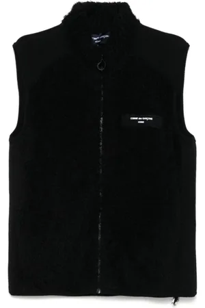 Comme des Garçons Jakke, Herre, Sort, M, Uld, Sort Strikket Ærmeløs Sweater med Lynlås