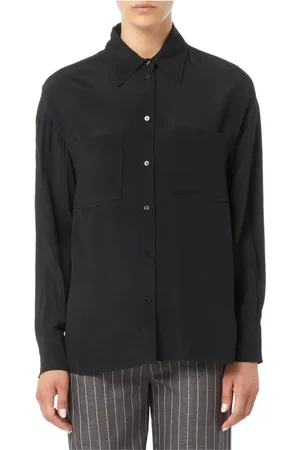 pennyblack Bluser & Skjorter, Dame, Sort, XS, Sort Silkeskjorte Elegant Stil