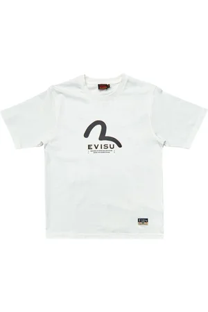 Evisu Top, Herre, Hvid, M, Mågeprint Multi-lomme T-shirt Bianca