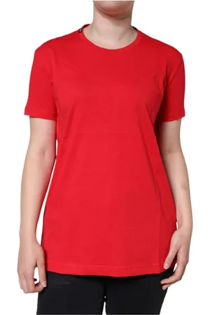 Dolce & Gabbana Top, Dame, Rød, L, Bomuld, Rød Bomuld Logo T-shirt til Kvinder