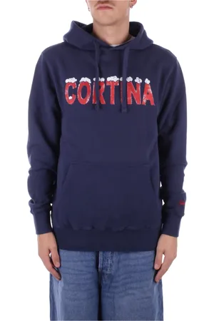 MC2 SAINT BARTH Sweathshirts & Hoodies, Herre, Blå, S, Bomuld, Rød Logo Sweater med Sidelomme