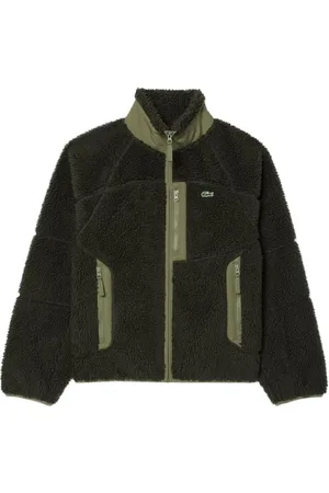 Lacoste Jakke, Herre, Grøn, 2XL, Uld, Stilfuld Polar Fleece Jakke med Lynlås