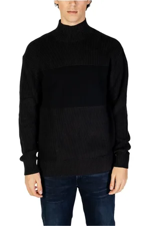 Calvin Klein Strik, Herre, Sort, XL, Bomuld, Høj Mixed Stitch Sweater