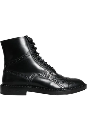 Dolce & Gabbana Sko, Herre, Sort, 39 EU, Læder, Sort læder midtkalv støvler med logo