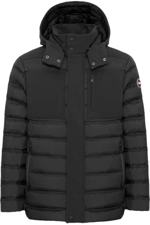 Colmar Jakke, Herre, Sort, 2XL, Uld, Sort vinterfrakke med aftagelig hætte