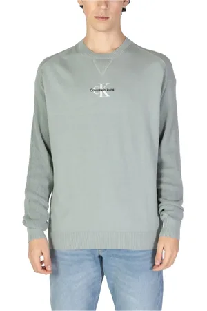 Calvin Klein Strik, Herre, Grøn, XL, Bomuld, Herretrøje Efterår/Vinter Kollektion