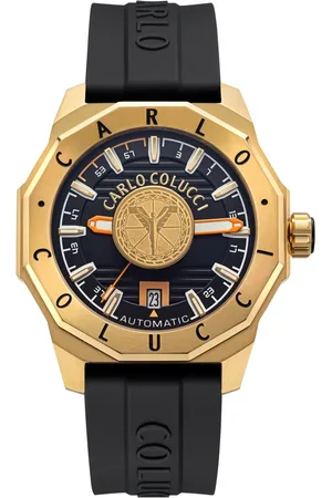 Carlo Colucci Tilbehør, Herre, Sort, ONE SIZE, Uld, Sporty rustfrit stål ur med silikone rem