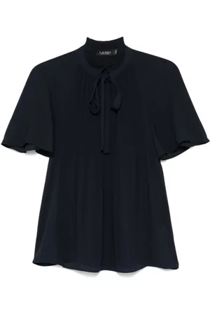 Ralph Lauren Bluser & Skjorter, Dame, Blå, M, Polyester, Adar Kortærmet Bluse