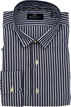 Aquascutum Skjorte, Herre, Blå, 3XL, Bomuld, Blå Herreskjorte 100% Bomuld