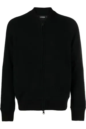 J Lindeberg Strik, Herre, Sort, XL, Uld, Sort fuld lynlås afslappet sweater