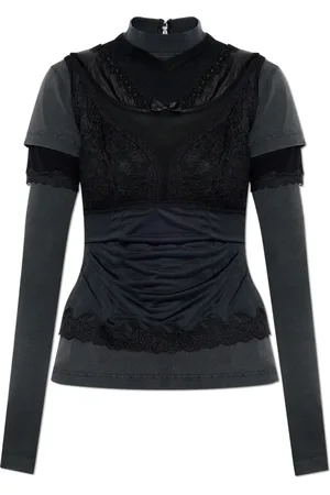 Balenciaga Top, Dame, Sort, 2XS, Uld, Top med ståkrave