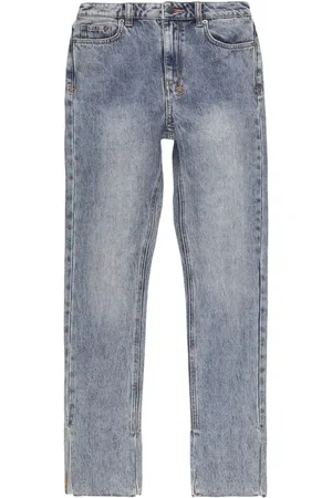 KSUBI Jeans, Dame, Blå, W29, Bomuld, Blå Straight Jeans med Split Hem
