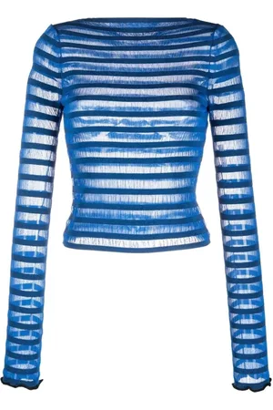 Proenza Schouler Strik, Dame, Blå, M, Stribet Casual Sweater Multifarvet