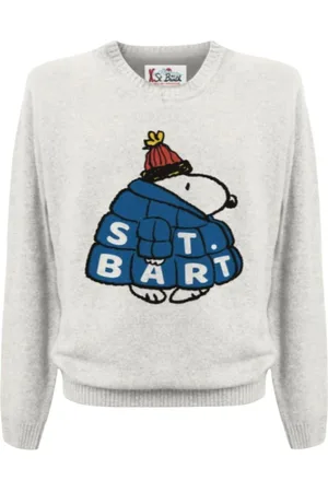 MC2 SAINT BARTH Strik, Herre, Hvid, L, Snoopy Crew Neck Pullover