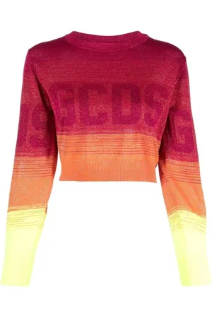 GCDS Strik, Dame, Lyserød, M, Polyester, Lurex Cropped Sweater