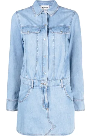 Moschino Kjole, Dame, Blå, XS, Bomuld, Blå Casual Mini Kjole