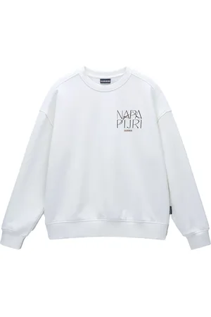 Napapijri Sweathshirts & Hoodies, Dame, Hvid, M, Uld, Blød og Stilfuld Oversized Sweatshirt