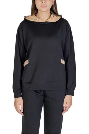 ALVIERO MARTINI 1A CLASSE Sweathshirts & Hoodies, Dame, Sort, 4XL, Bomuld, Sort Sweatshirt med Frontlommer