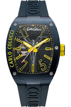 Carlo Colucci Tilbehør, Herre, Blå, ONE SIZE, Uld, Sporty Elegant Rustfrit Stål Silikone Ur