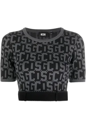 GCDS Strik, Dame, Sort, M, Uld, Monogram Casual Sweater Sort