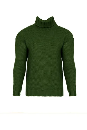 LA HAINE INSIDE US Strik, Herre, Grøn, L, Uld, Quiltet Golf Sweater