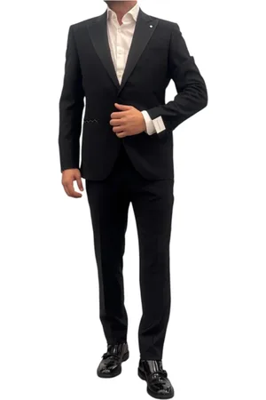 LUIGI BIANCHI MANTOVA Jakkesæt, Herre, Sort, L, Elegant Smoking Suit