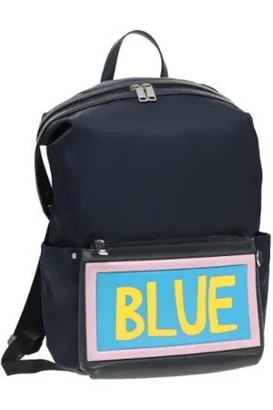 Fendi Pre-owned, Dame, Blå, ONE SIZE, Nylon, Pre-owned nylon rygsaekke