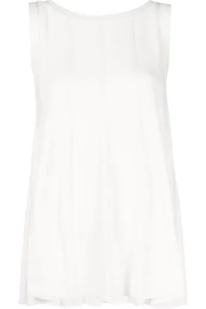Malo Top, Dame, Hvid, M, Bomuld, Hvid Flared Ribs Casual Bluse