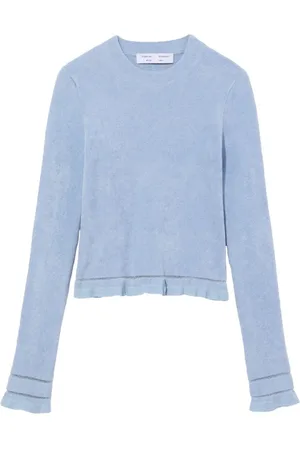 Proenza Schouler Strik, Dame, Blå, L, Nylon, Blå Turtleneck Sweater Casual Stil