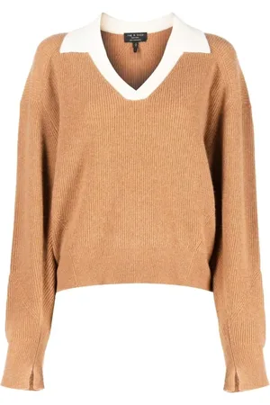 RAG&BONE Strik, Dame, Brun, M, Cashmere, Beige Cashmere Casual Sweater