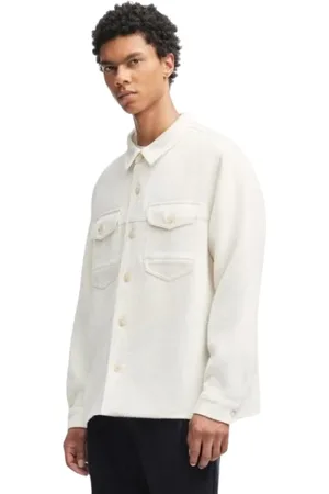Denham Jakke, Herre, Hvid, L, Uld, Tidløs Overshirt til Moderne Garderobe