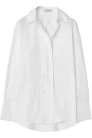 Dagmar Bluser & Skjorter, Dame, Hvid, L, Uld, Stilfuld asymmetrisk skjorte
