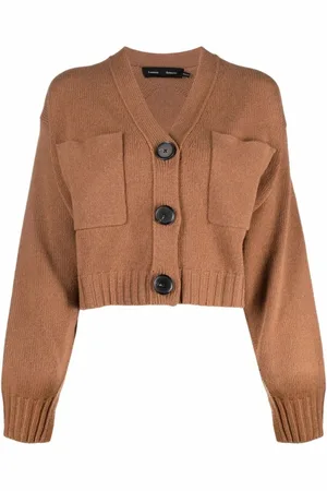 Proenza Schouler Strik, Dame, Brun, XS, Cashmere, Brun Cashmere Casual Cardigan