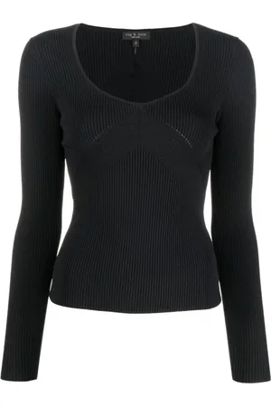 RAG&BONE Strik, Dame, Sort, L, Nylon, Sort Langærmet Casual Sweater