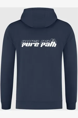 Pure Path Sweathshirts & Hoodies, Herre, Blå, S, Bomuld, Dimensional Script Hoodie Mænd Mørkeblå