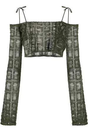 GCDS Top, Dame, Grøn, L, Uld, Monogram Macramé Casual Sweater Multifarvet