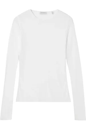 Dagmar Top, Dame, Hvid, XS, Bomuld, Blød Langærmet Top