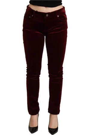 Dolce & Gabbana Jeans, Dame, Rød, 3XS, Bomuld, Luksuriøse Bordeaux Skinny Bukser
