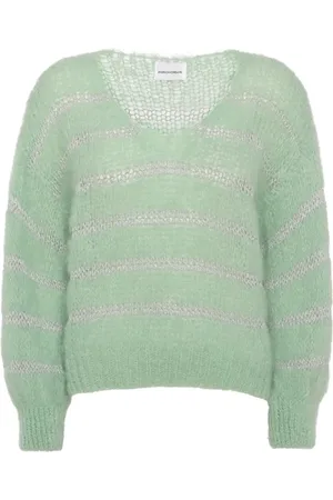 American Dreams Strik, Dame, Grøn, M, Uld, Grøn Mohair Strik med Lurex Detaljer