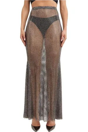 SANTA BRANDS Nederdel, Dame, Sort, XS/S, Polyester, Maxi Mesh Krystalpyntet Nederdel