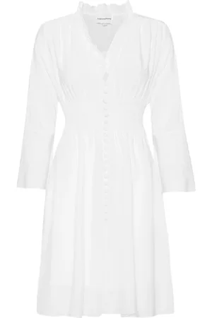 American Dreams Kjole, Dame, Hvid, M, Kort Hvid Smock Talje Kjole