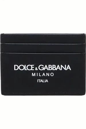 Dolce & Gabbana Tilbehør, Herre, Sort, ONE SIZE, Læder, Sort læderkortholder med logo